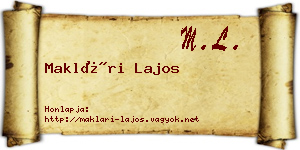 Maklári Lajos névjegykártya