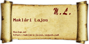 Maklári Lajos névjegykártya